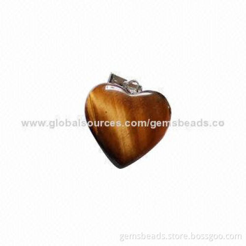 Gemstone heart bead for pendant jewelry